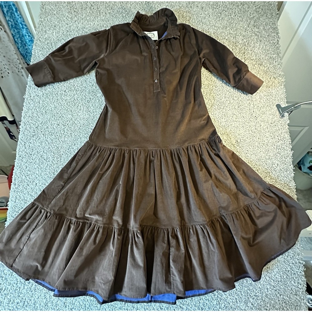 EVI‎ GRINTELA  Phoebe Ruffled Cotton-Corduroy Maxi Dress Small NWOT